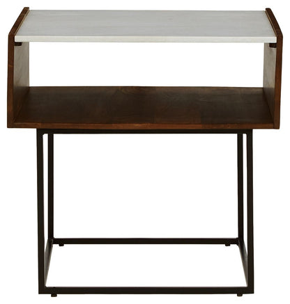 Rusitori - Brown / Beige / White - Rectangular End Table - Hornell Furniture Outlet