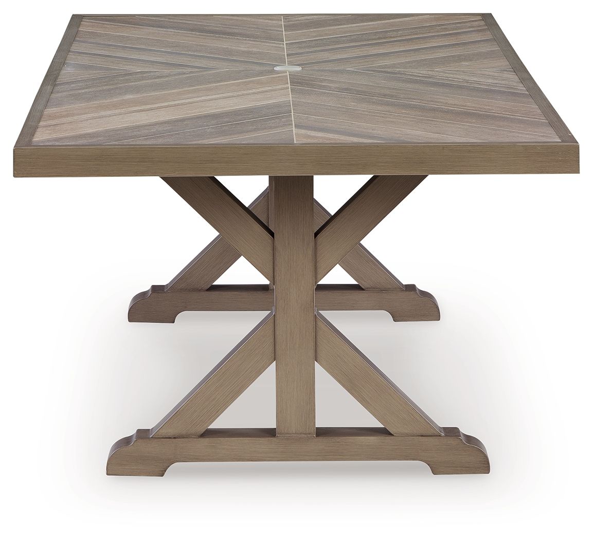 Laguna Heights - Rectangular Dining Table With Umbrella Option - Beige - Hornell Furniture Outlet