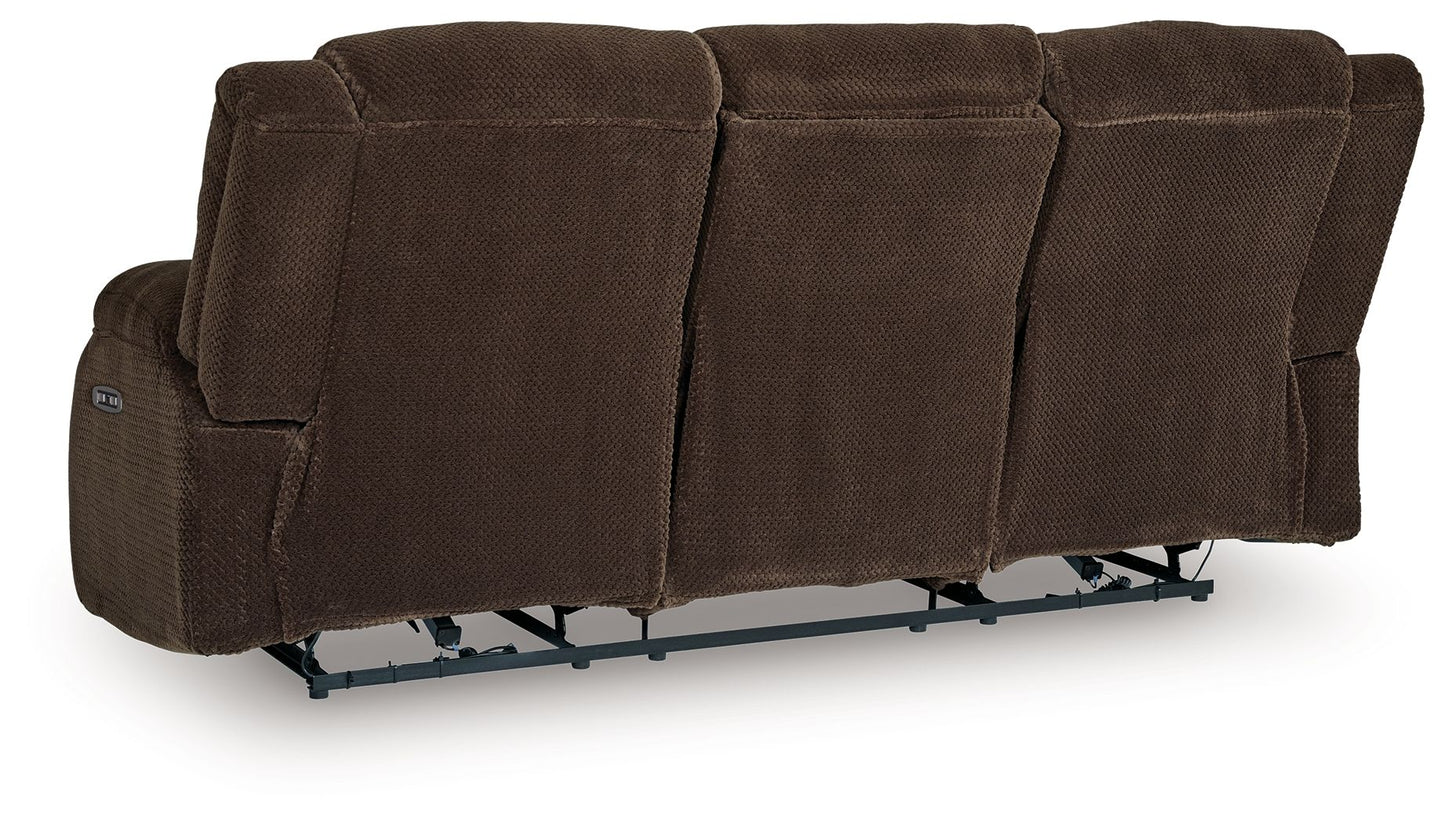 Free Wake - Reclining Power Sofa With Drop Down Table - Chocolate - Hornell Furniture Outlet