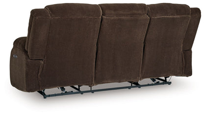 Free Wake - Reclining Power Sofa With Drop Down Table - Chocolate - Hornell Furniture Outlet