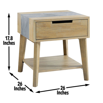 Calgary - 3 Piece Occasional Table Set, Sintered Stone Inlay - Brown - Hornell Furniture Outlet