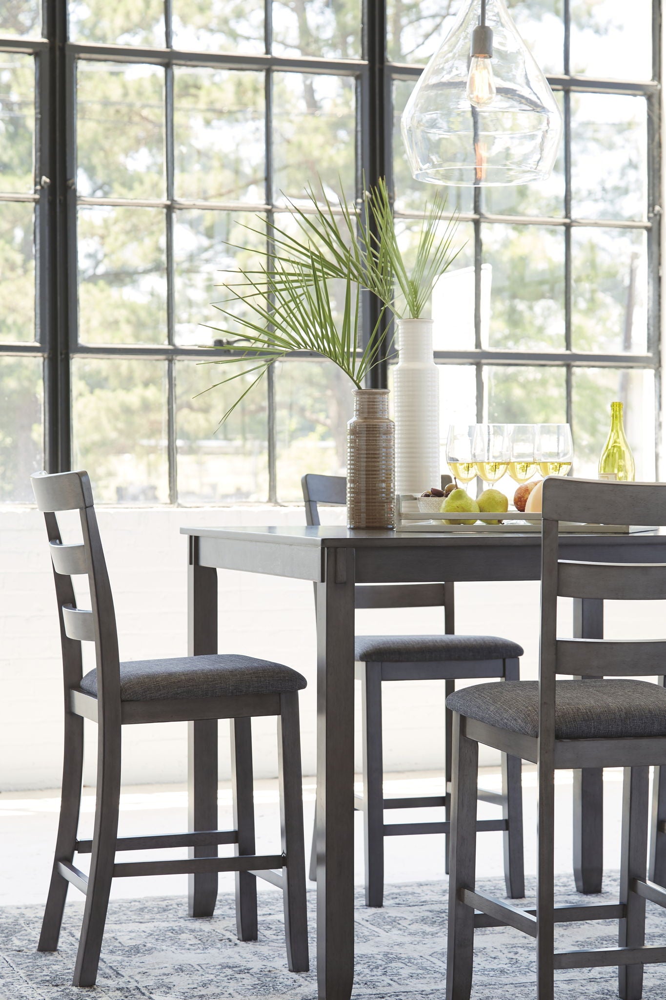 Bridson - Gray - Square Counter TBL Set (Set of 5) - Hornell Furniture Outlet