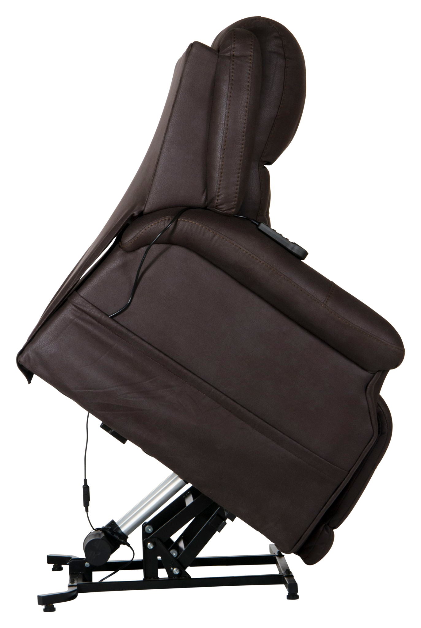 Haywood - Power Headrest Power Lift Lay Flat Recliner With Heat & Massage - Chocolate - Hornell Furniture Outlet