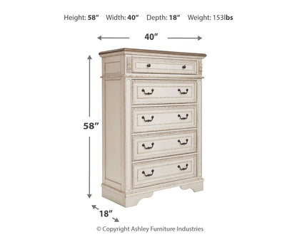 Realyn - Five Drawer Chest - White / Brown / Beige - Hornell Furniture Outlet