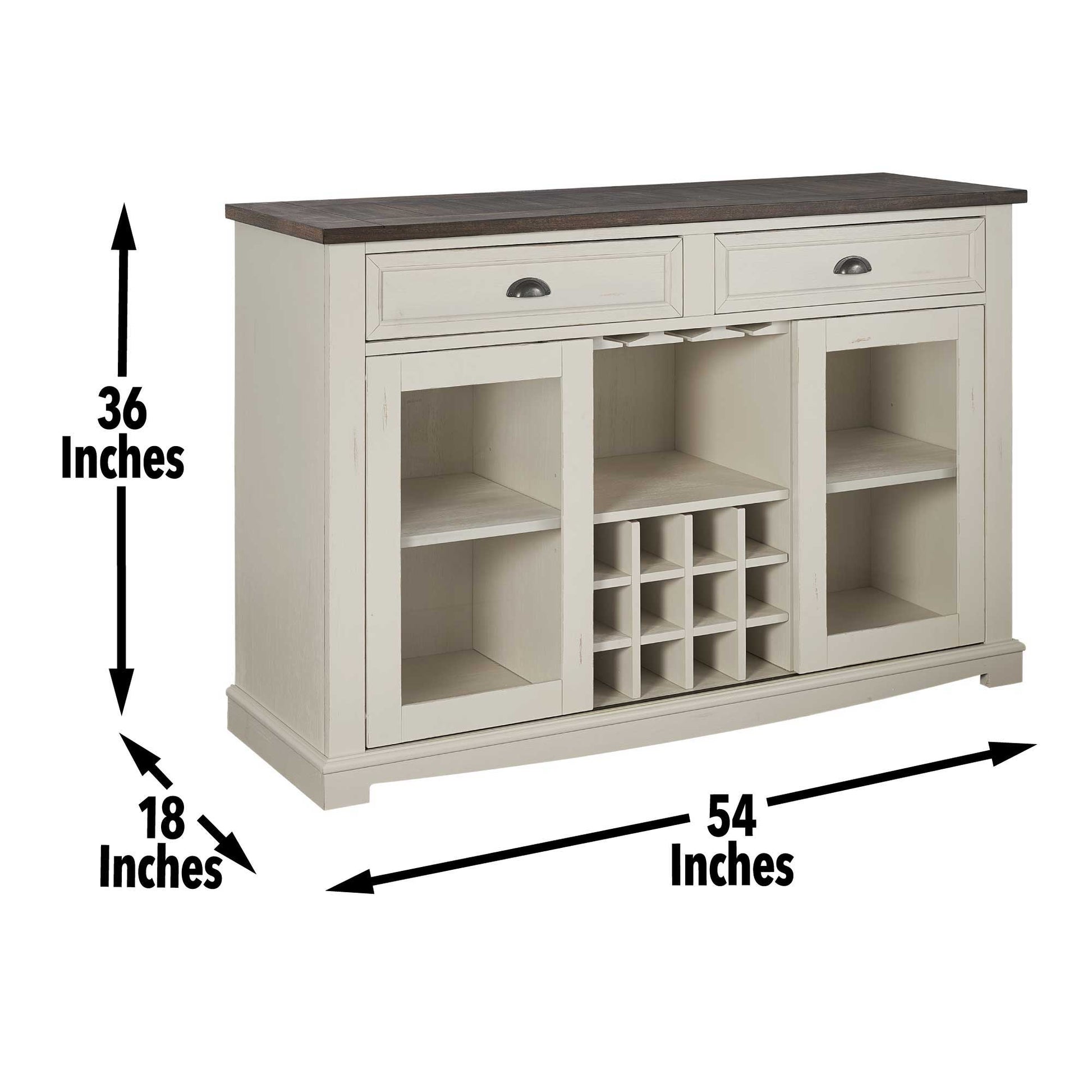 Cayla - Server - Dark Oak & White - Hornell Furniture Outlet