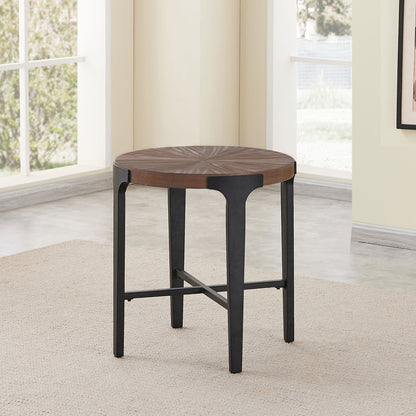 Chevron - Round End Table - Brown - Hornell Furniture Outlet