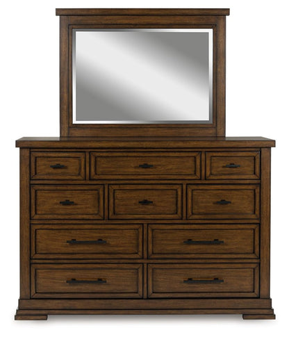 Taffenbrook - Medium Brown - Dresser And Mirror - Hornell Furniture Outlet