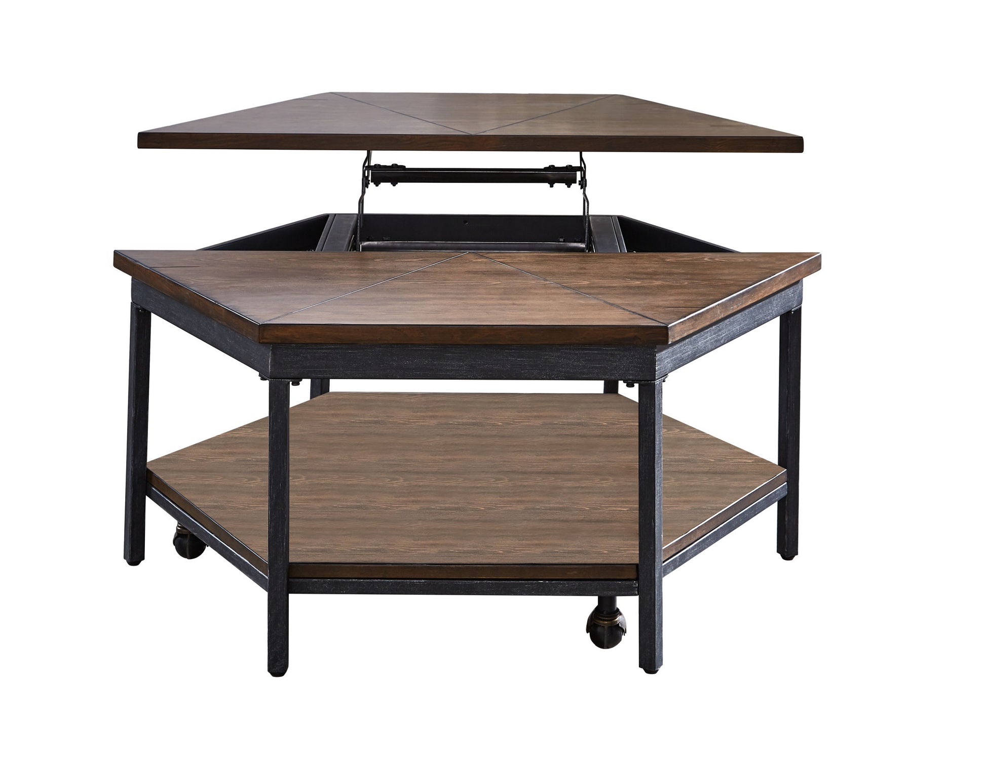 Ultimo - Hexagon Lift Top Cocktail Table - Brown - Hornell Furniture Outlet