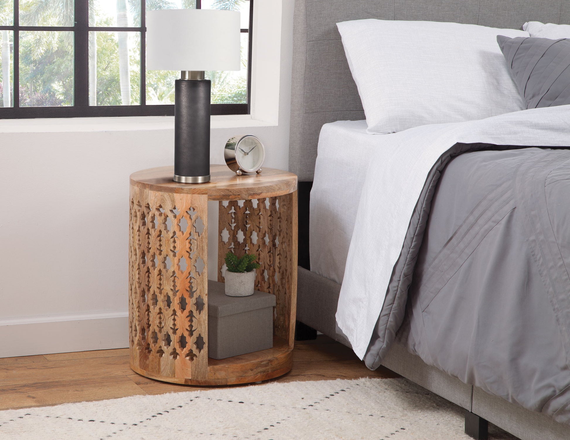 Brinley - Round End Table - Light Brown - Hornell Furniture Outlet