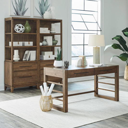 Shaker Lakes - Opt Desk & Bookcase Set - Harvest Brown - Hornell Furniture Outlet