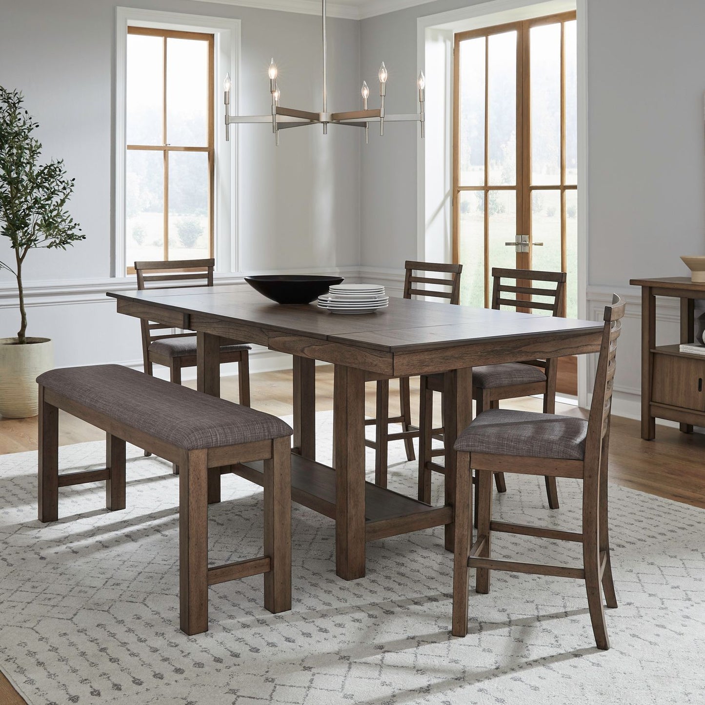 Brook Bay - Counter Trestle Table Set - Hornell Furniture Outlet