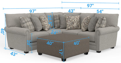 Livingston - Sectional With Comfort Coil Seating, 40" Cocktail Ottoman And Accent Pillows Included - Hornell Furniture Outlet