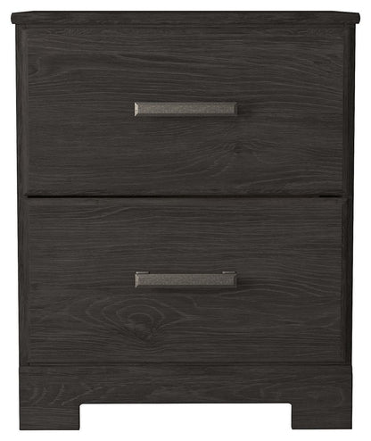 Belachime - Charcoal - Two Drawer Night Stand - Hornell Furniture Outlet