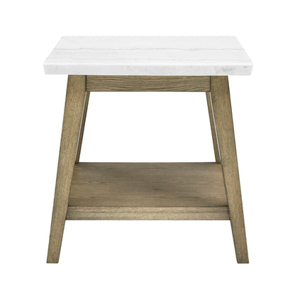 Vida - Marble Top Side Table - Brown - Hornell Furniture Outlet