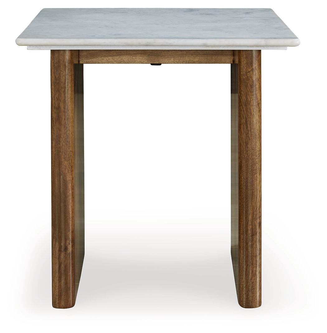 Isanti - Light Brown / White - Rectangular End Table - Hornell Furniture Outlet