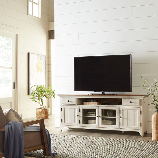 Farmhouse Reimagined - Entertainment 72" TV Stand - White - Hornell Furniture Outlet