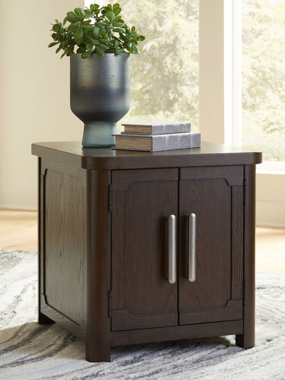 Breckington - Dark Brown - Rectangular 2 - door End Table - Hornell Furniture Outlet