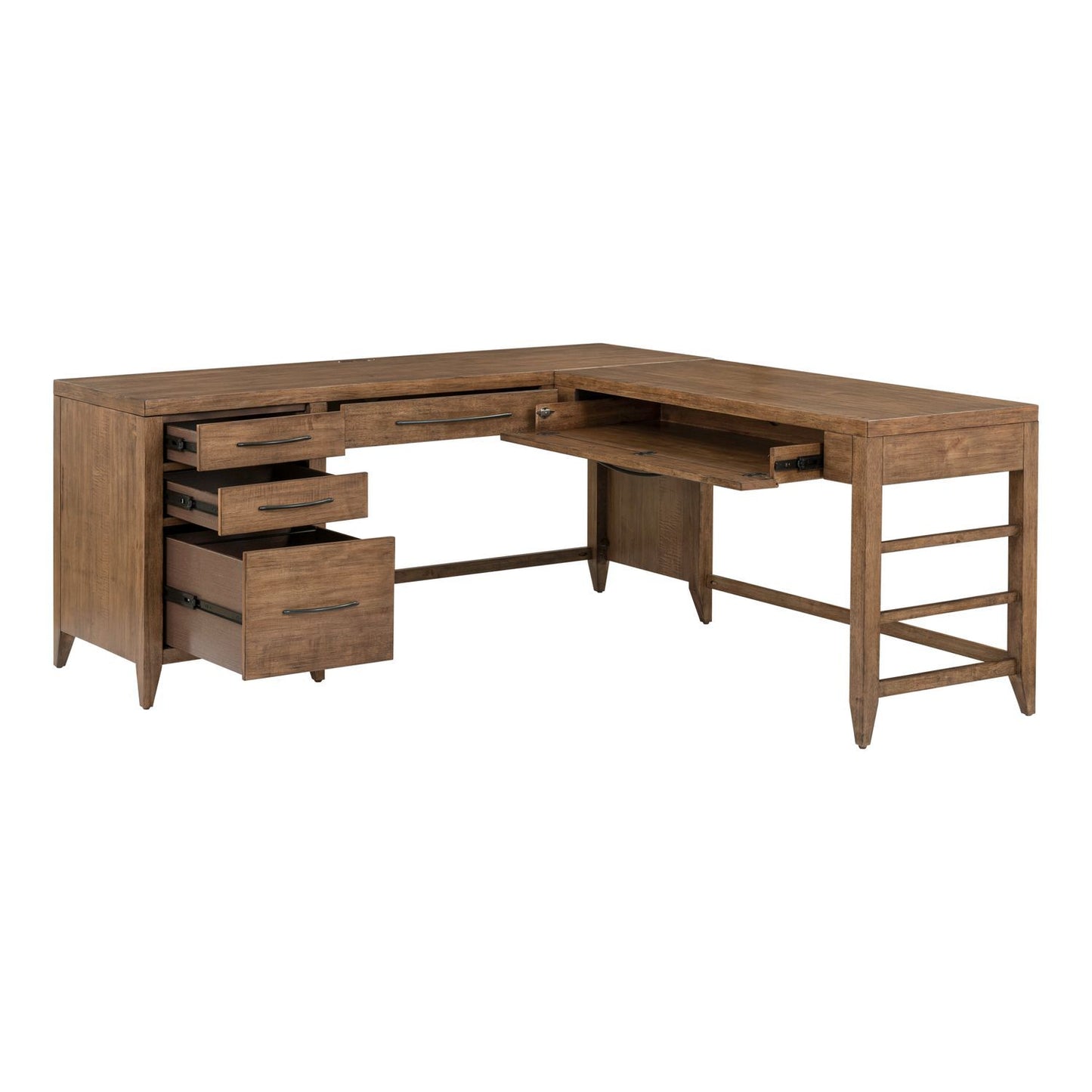 Shaker Lakes - L Shaped Desk Set - Harvest Brown - Hornell Furniture Outlet