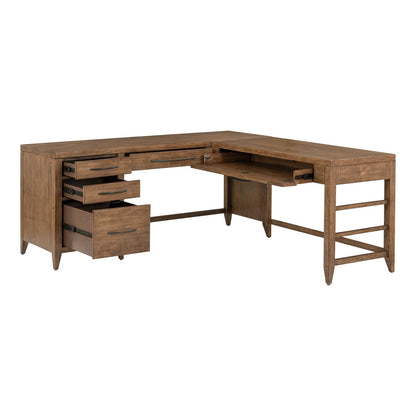 Shaker Lakes - L Shaped Desk Set - Harvest Brown - Hornell Furniture Outlet