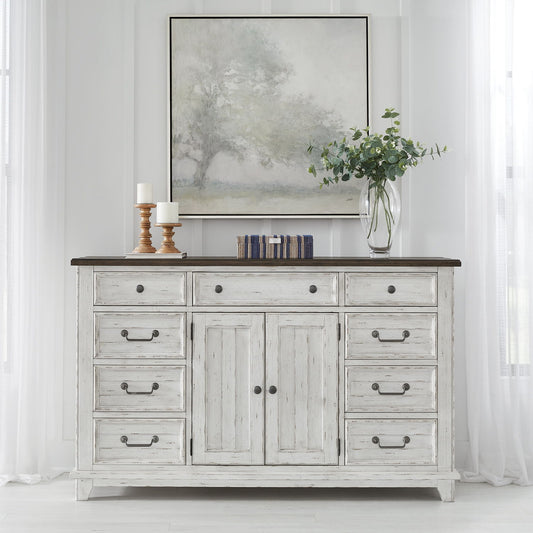 River Place - 2 Door 9 Drawer Dresser - White - Hornell Furniture Outlet