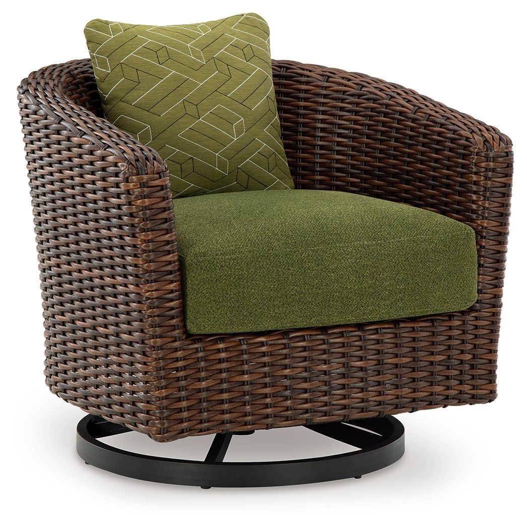 Horizon Hall - Brown / Green - Swivel Lounge With Cushion - Hornell Furniture Outlet