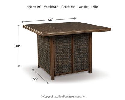 Paradise Trail - Square Bar Table w/Fire Pit - Medium Brown - Hornell Furniture Outlet