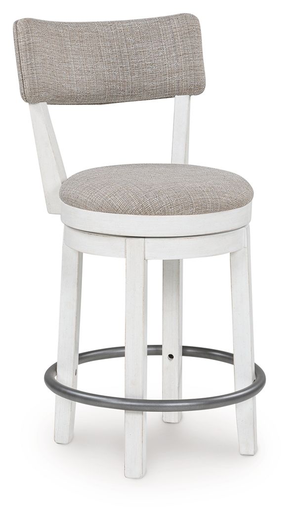 Robbinsdale - Antique White - Upholstered Swivel Barstool (Set of 2) - Hornell Furniture Outlet