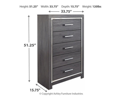 Lodanna - Gray - Five Drawer Chest - Hornell Furniture Outlet