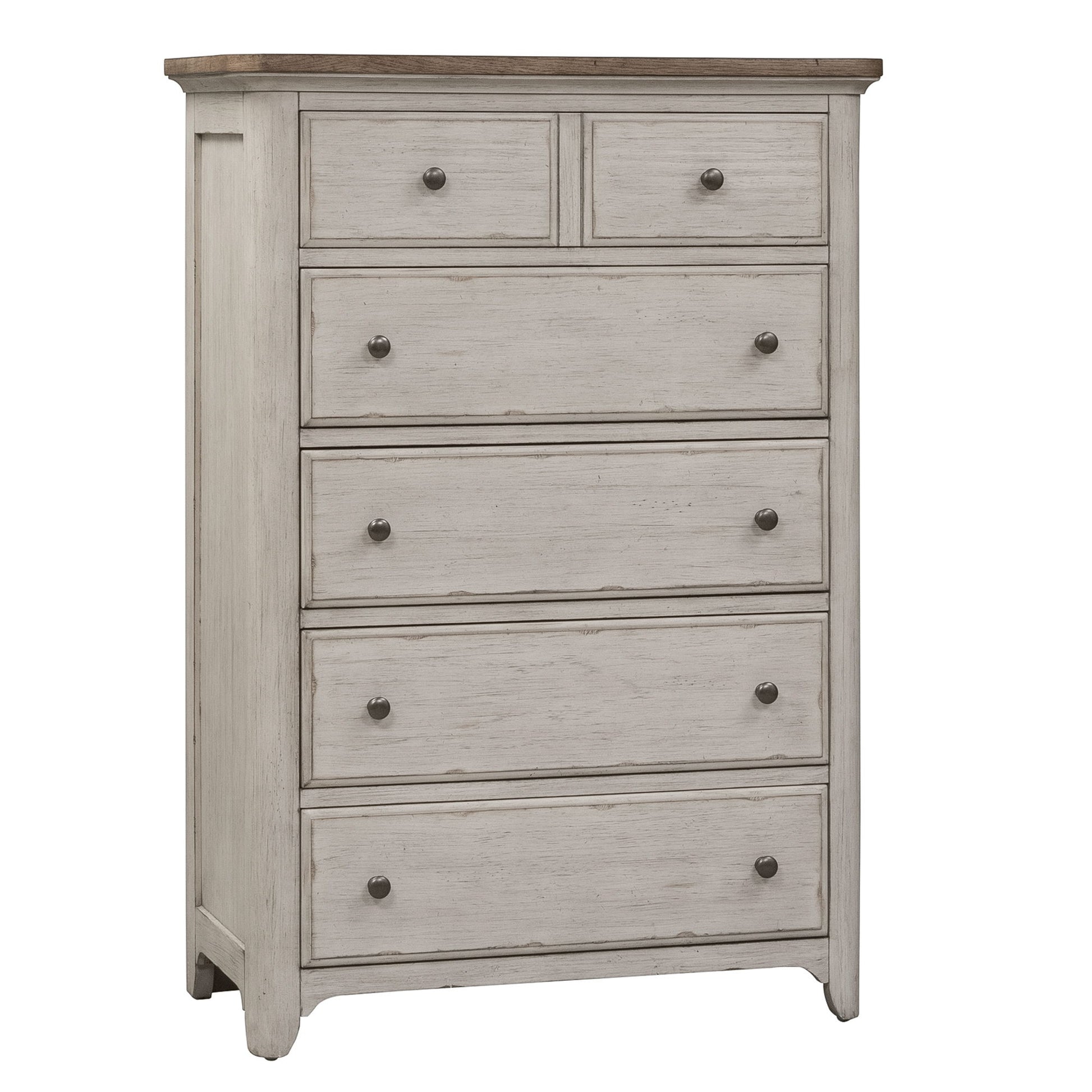 Farmhouse Reimagined - 5 Drawer Chest - White - Hornell Furniture Outlet
