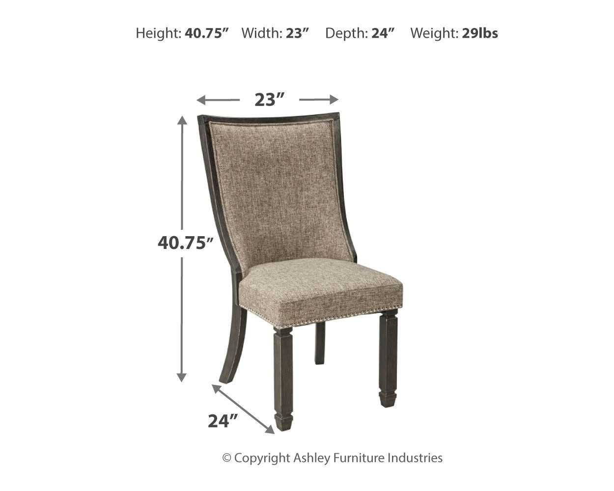 Tyler Creek - Black / Grayish Brown - Dining UPH Side Chair (Set of 2) - Framed Back - Hornell Furniture Outlet
