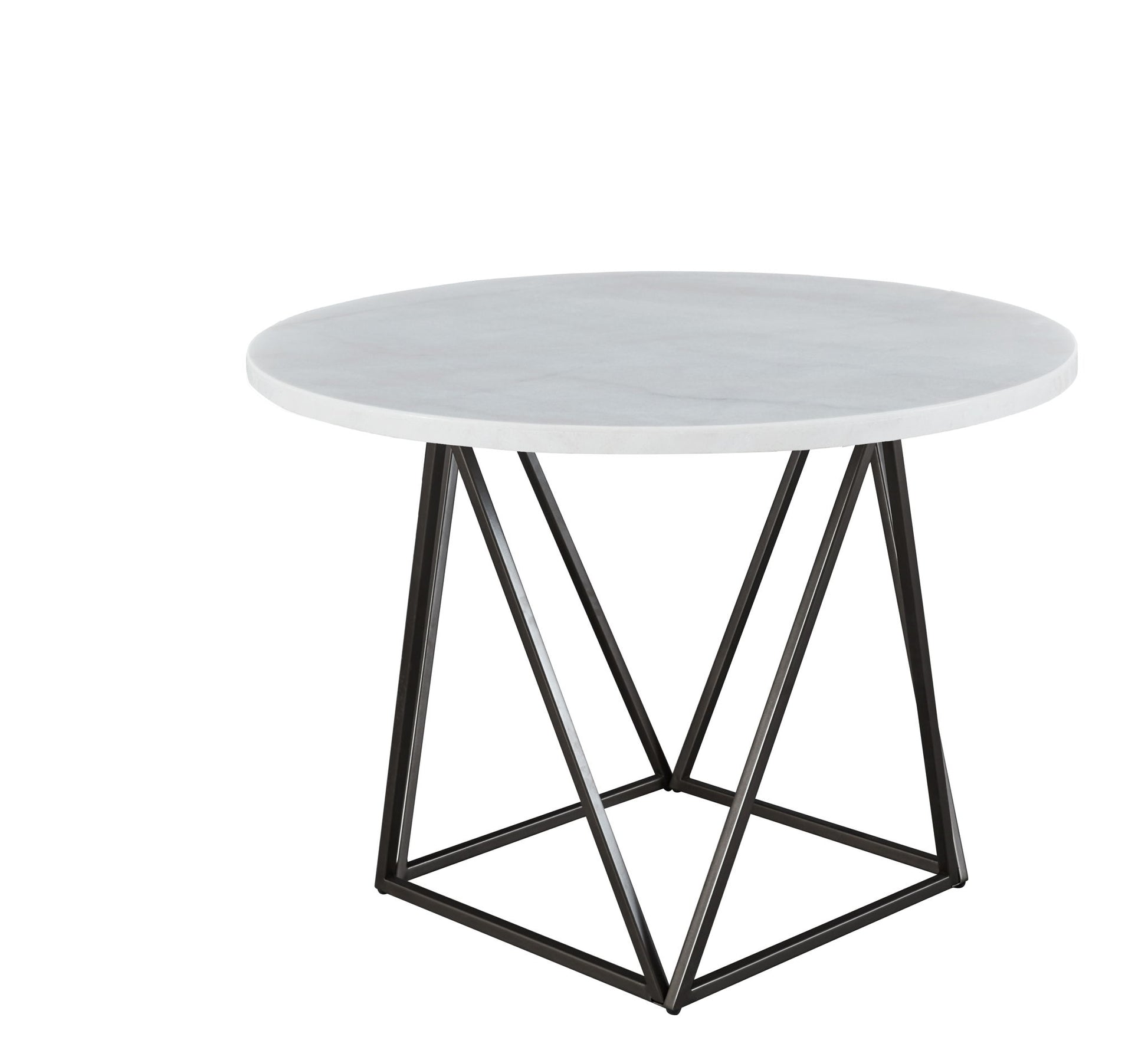 Ramona - Marble Top Round Dining Table - White - Hornell Furniture Outlet