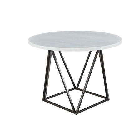 Ramona - Marble Top Round Dining Table - White - Hornell Furniture Outlet