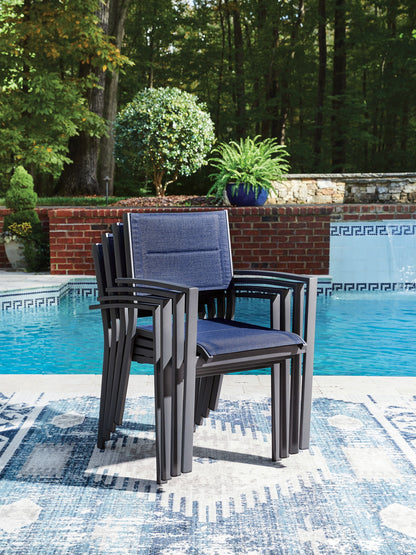 Rocky Creek - Sling Arm Chair (Set of 4) - Blue / Gray - Hornell Furniture Outlet