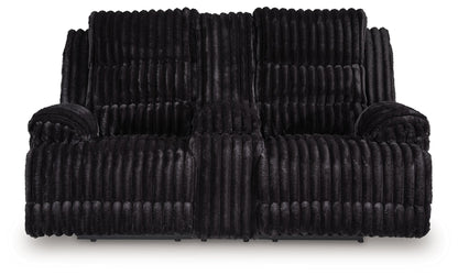 Rhine Falls - Onyx - Double Reclining Power Loveseat With Console - Hornell Furniture Outlet