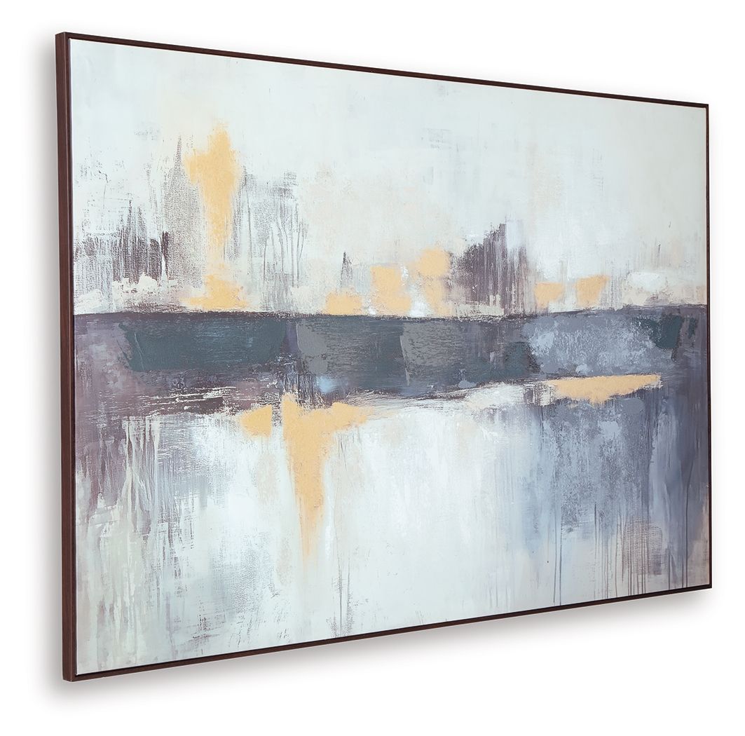 Gatesford - Wall Art - Blue / White / Tan - Hornell Furniture Outlet