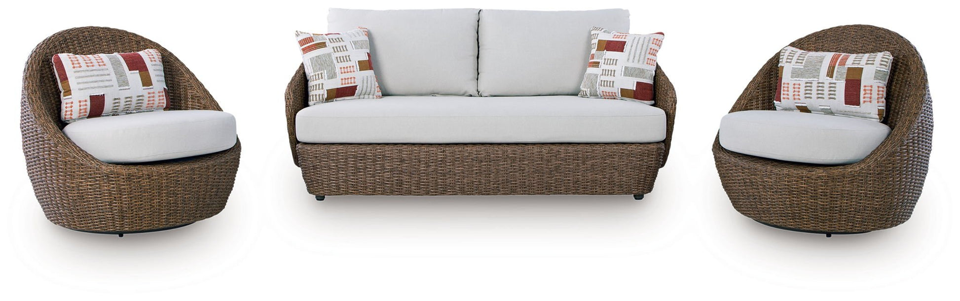 Double Point - Loveseat, Swivel Chairs Set (Set of 3) - Beige - Hornell Furniture Outlet