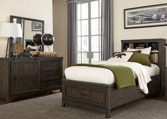 Thornwood Hills - Bookcase Bed, Dresser & Mirror - Hornell Furniture Outlet