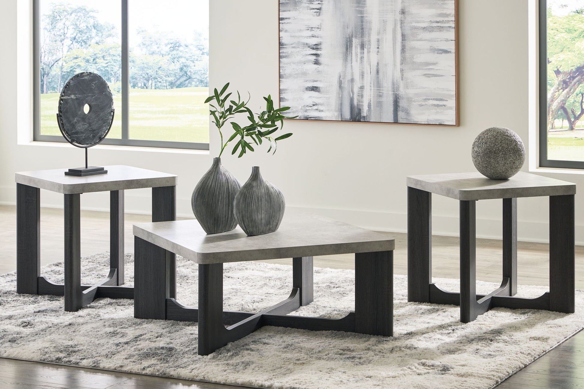 Sharstorm - Two - tone Gray - Occasional Table Set (Set of 3) - Hornell Furniture Outlet