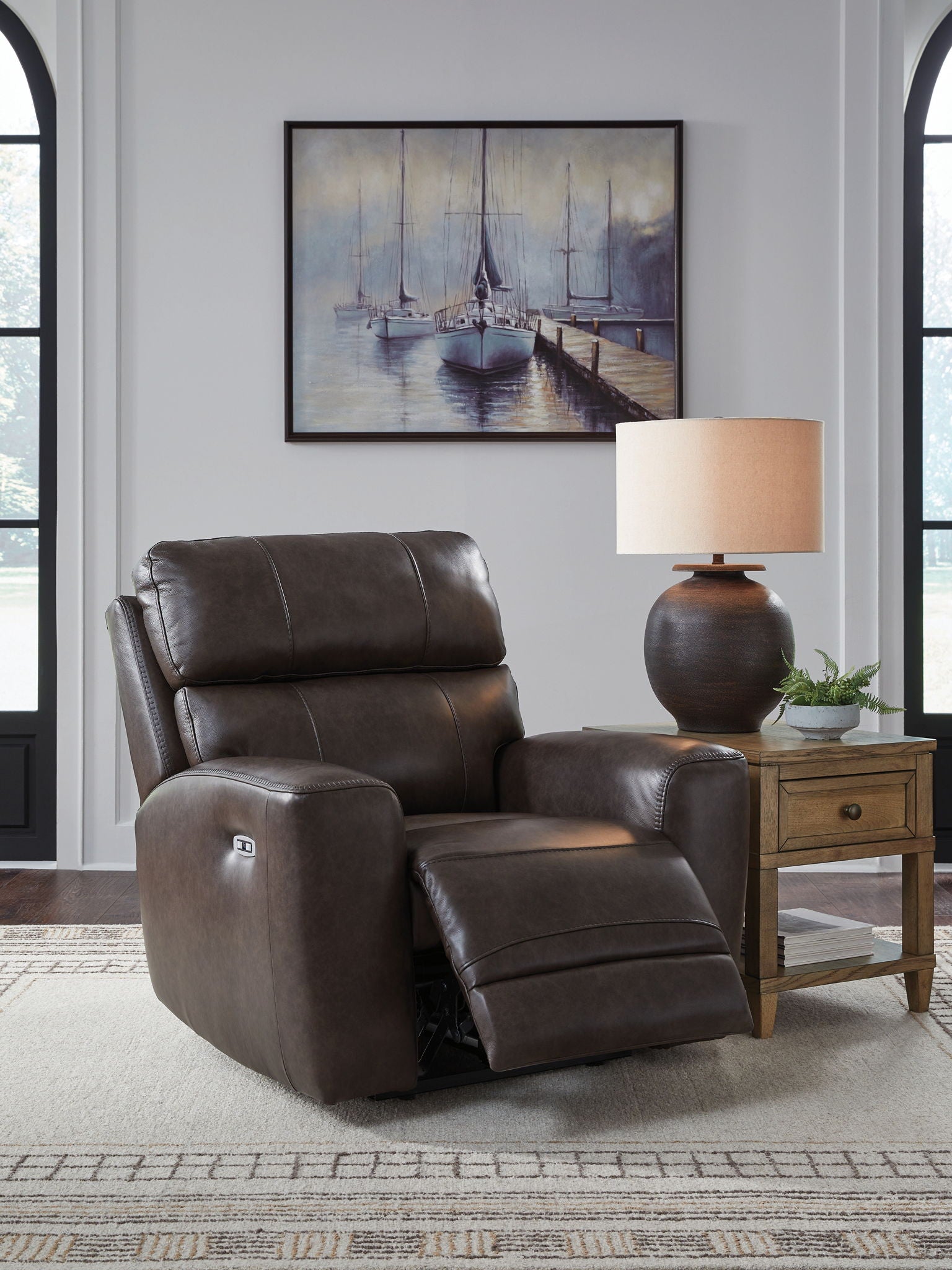 Crossplex - Smoke - Power Recliner / Adjustable Headrest - Hornell Furniture Outlet