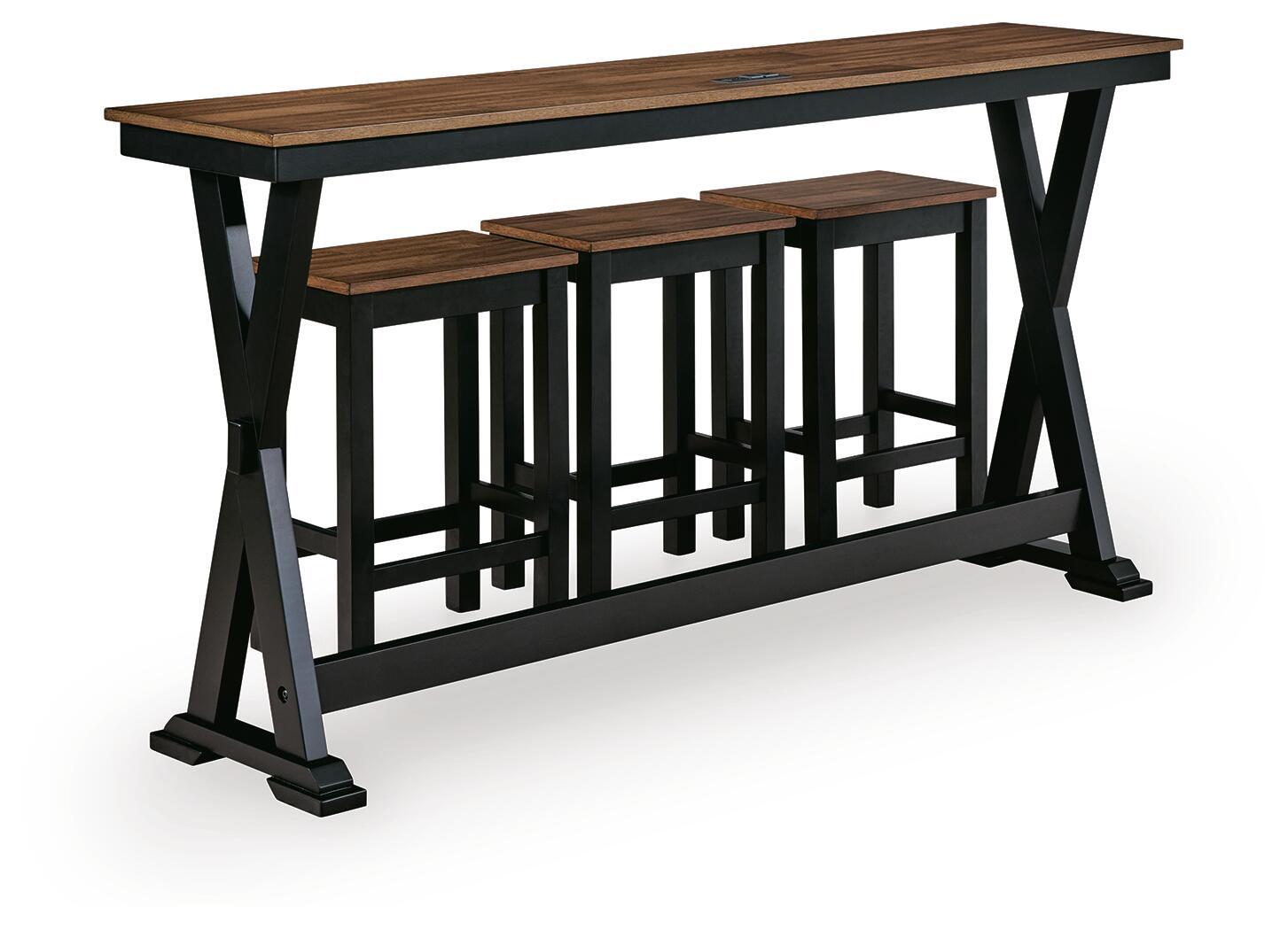 Wildenauer - Rectangular Dining Room Counter Table Set (Set of 4) - Brown / Black - Hornell Furniture Outlet