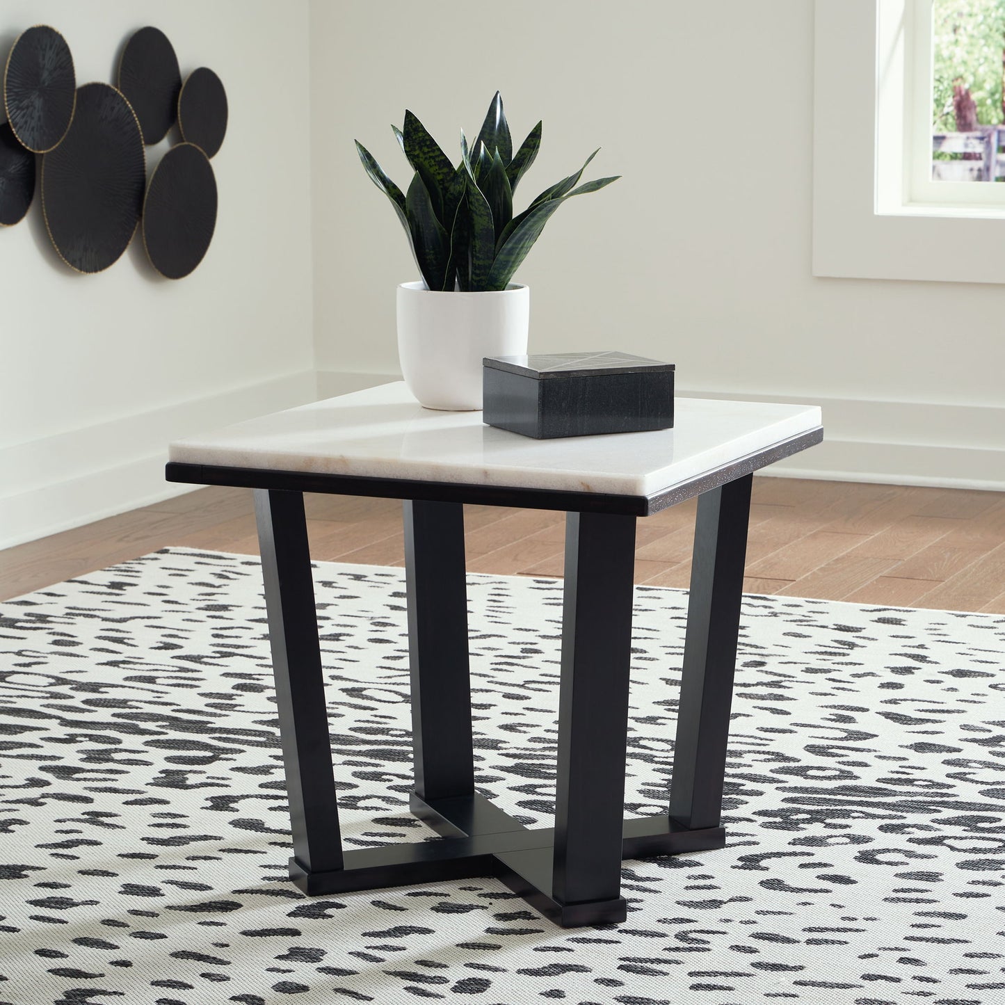 Fostead - White / Espresso - Square End Table - Hornell Furniture Outlet