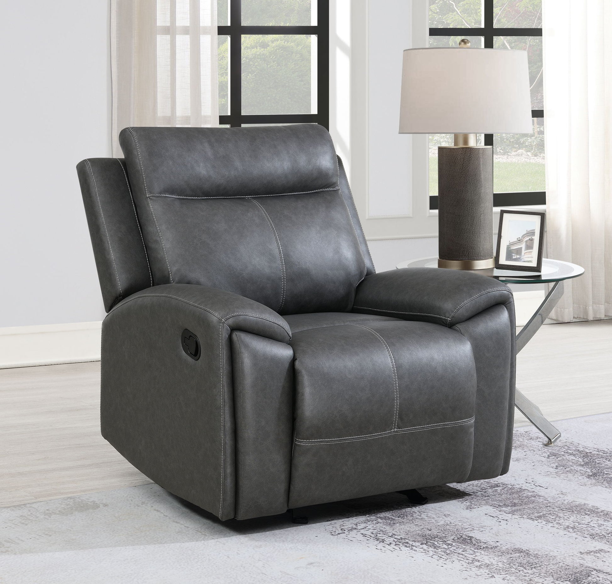 Gaston - Manual Recliner - Gray - Hornell Furniture Outlet
