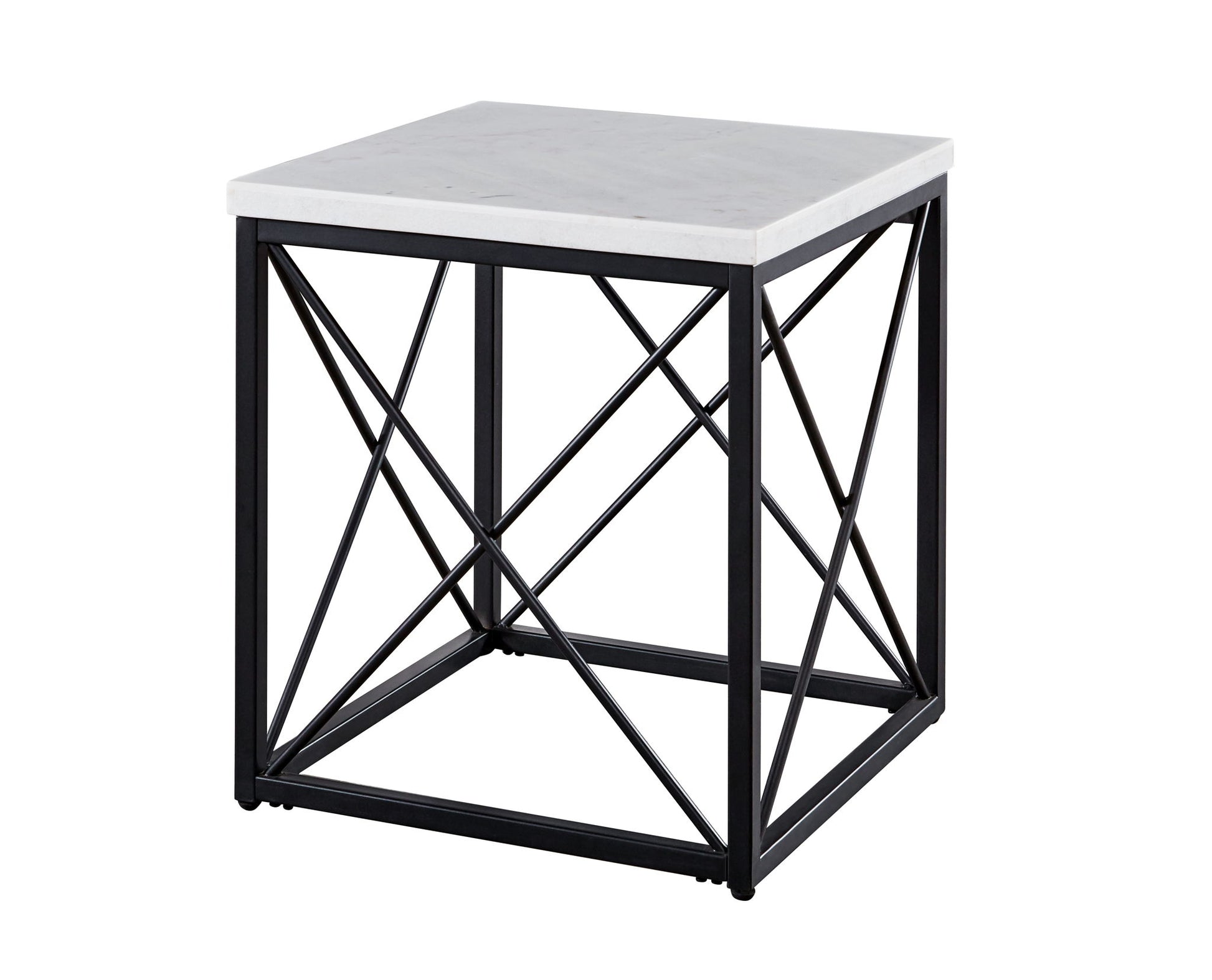 Skyler - Square End Table With Marble Top - White - Hornell Furniture Outlet