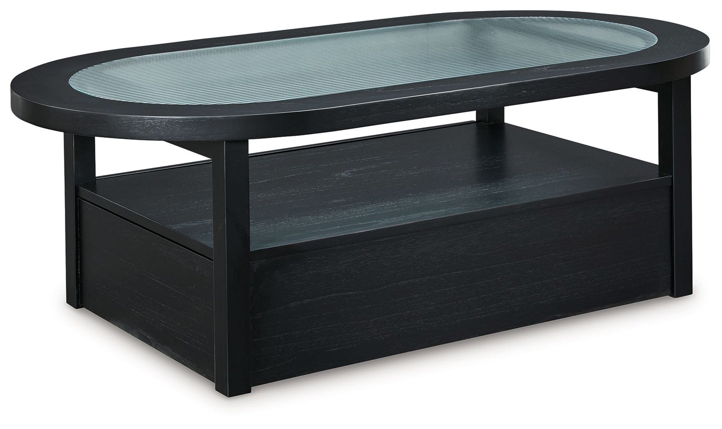 Winbardi - Black - Oval Cocktail Table - Hornell Furniture Outlet