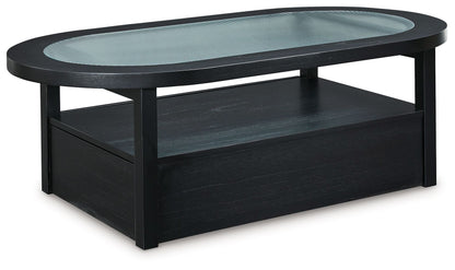 Winbardi - Black - Oval Cocktail Table - Hornell Furniture Outlet