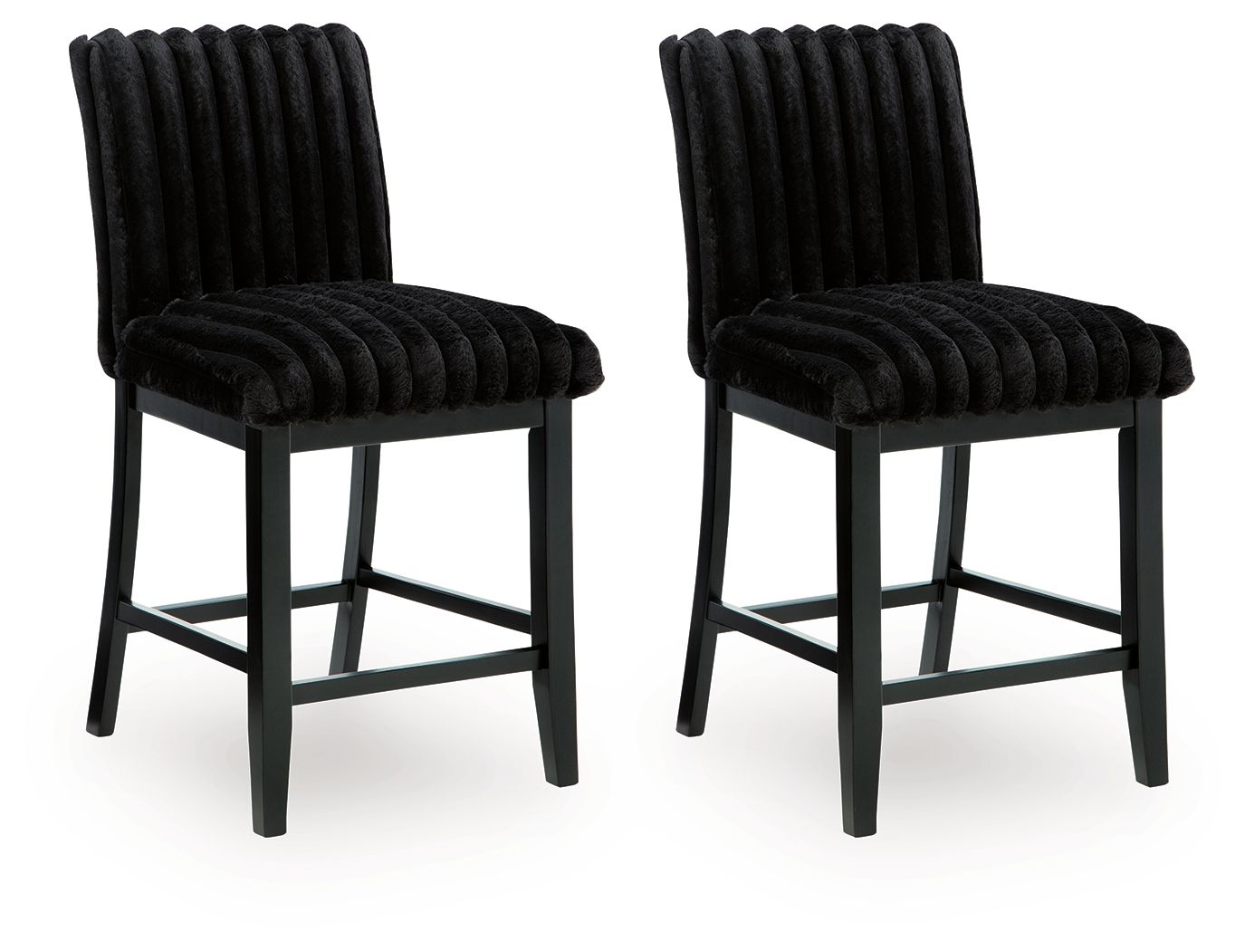 Mervannie - Upholstered Barstool (Set of 2) - Black - Hornell Furniture Outlet