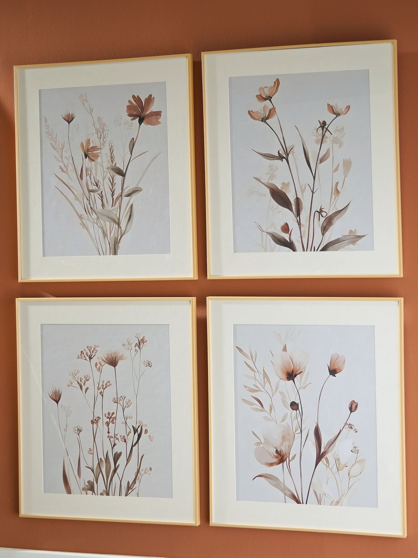 Chettings - Beige / Gray / Blush - Wall Art Set (Set of 4) - Hornell Furniture Outlet