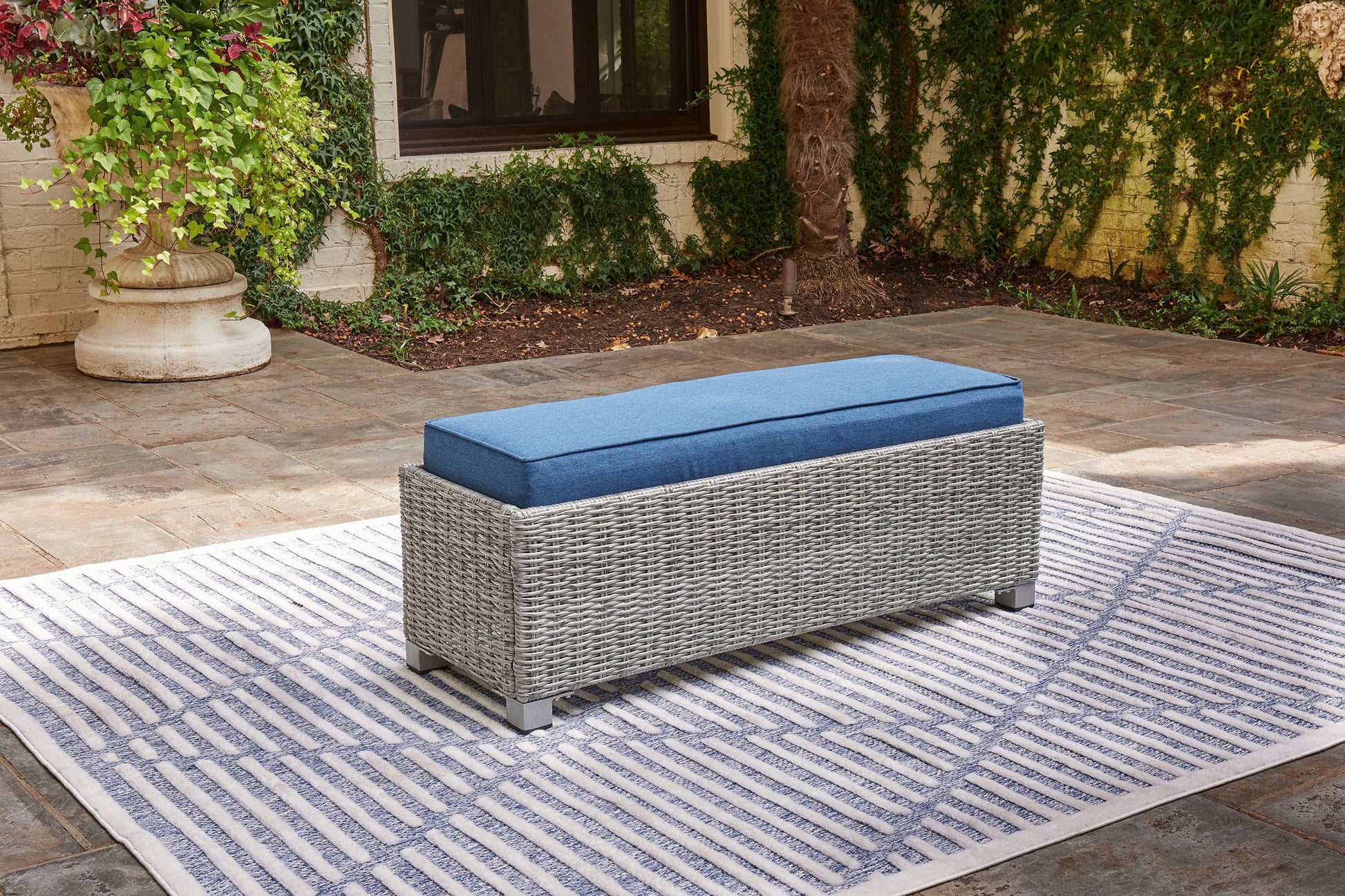 Naples Beach - Light Gray - Bench with Cushion - Hornell Furniture Outlet