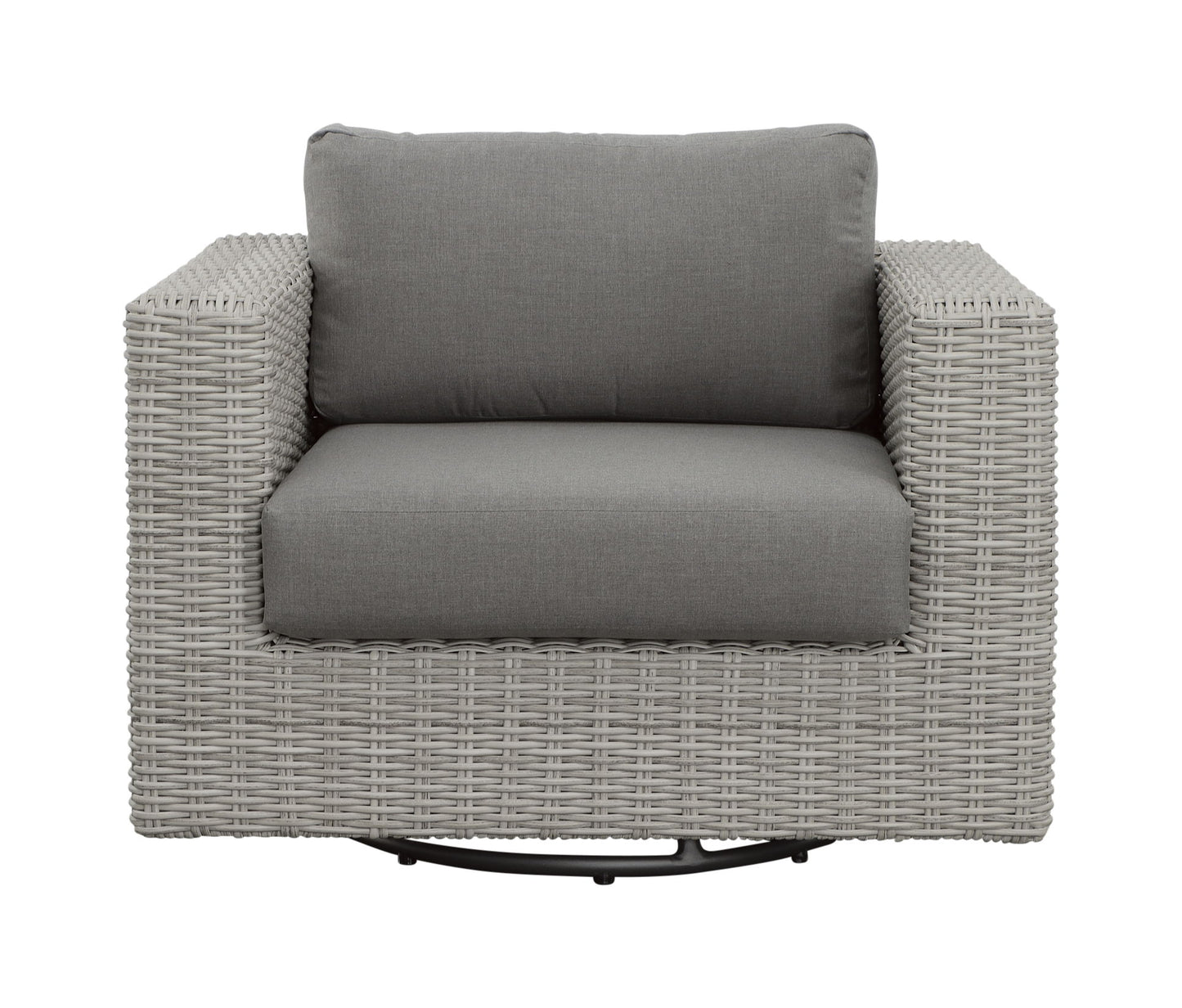 Blakley - Outdoor Swilvel Chair (Set of 2) With Half Round Wicker - Gray - Hornell Furniture Outlet