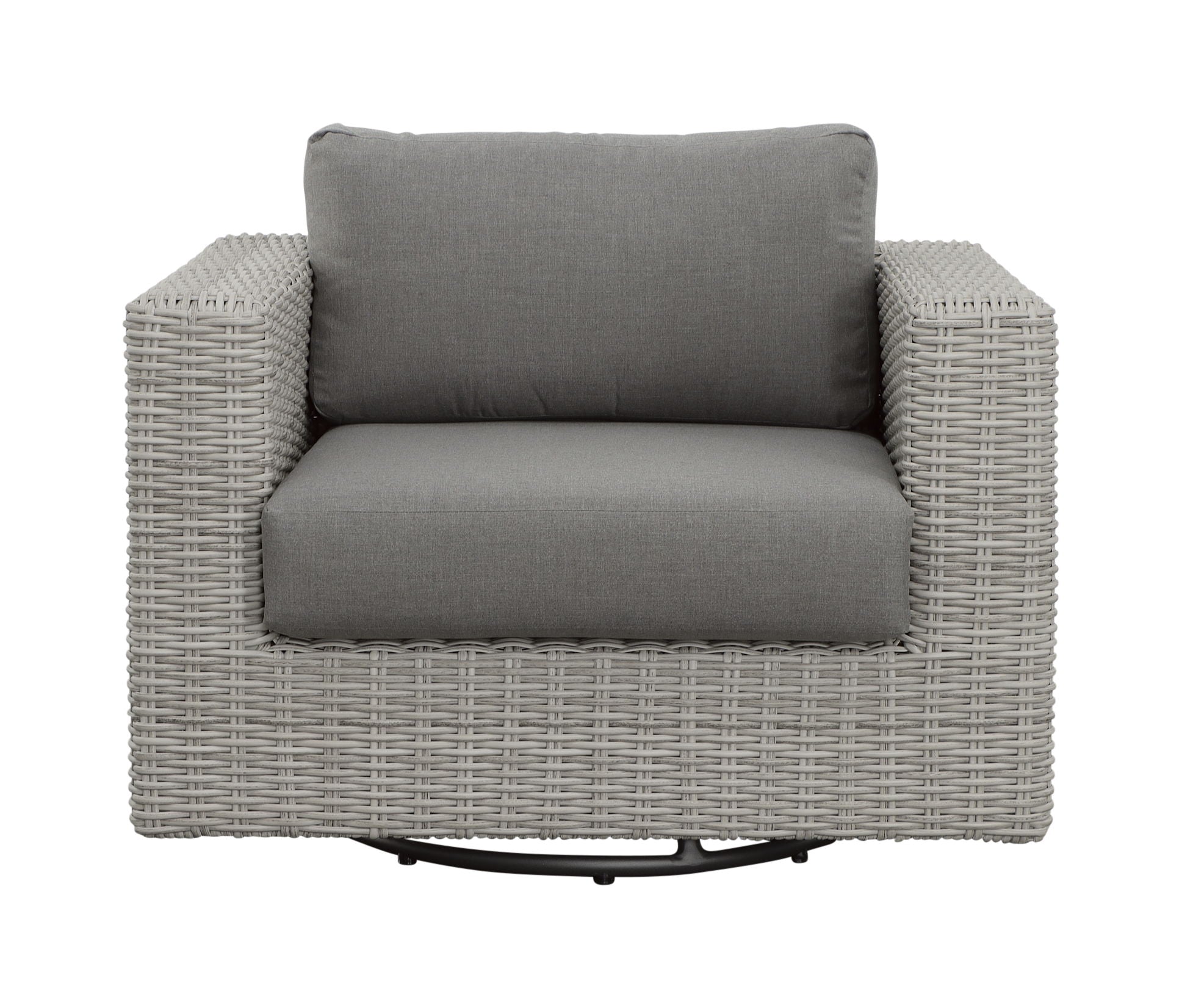 Blakley - Outdoor Swilvel Chair (Set of 2) With Half Round Wicker - Gray - Hornell Furniture Outlet